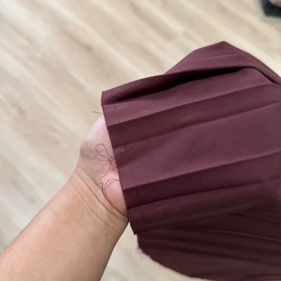 La Ligne Zelda Burgundy Pleated Midi Dress Elegant and Timeless